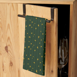 Holiday Green Yellow Stripe Star Jul  Kökshandduk