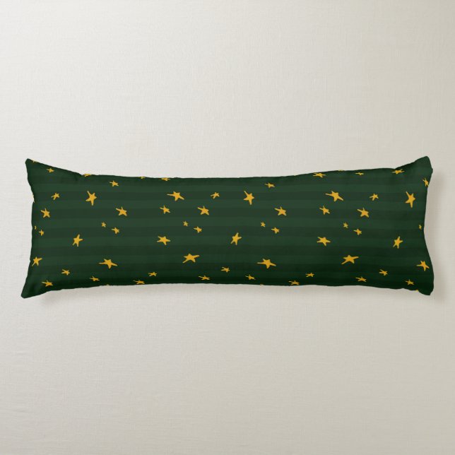 Holiday Green Yellow Stripe Star Jul  Kroppskudde (Framsidan)