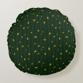 Holiday Green Yellow Stripe Star Jul Rund Kudde