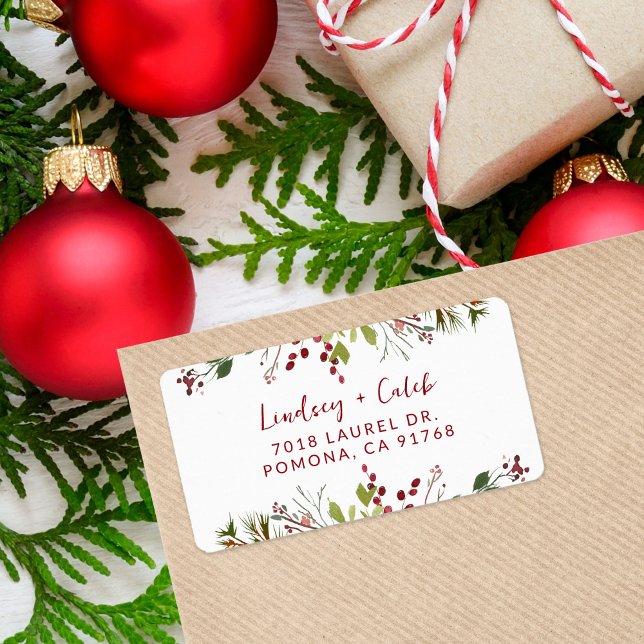 Holiday Greenery Christmas Return Address Adressetikett (Skapare uppladdad)