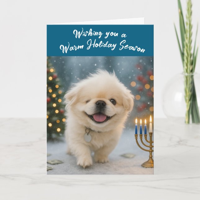 Holiday greeting card feat. Pete the Pekingese Helgkort (Framsida)