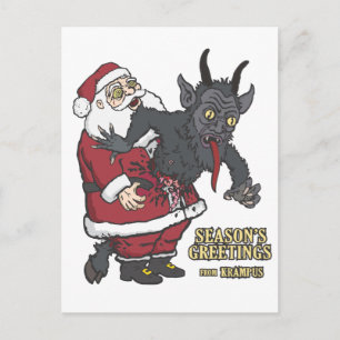 Holiday Greetings från Krampus (och Santa) Helg Vykort