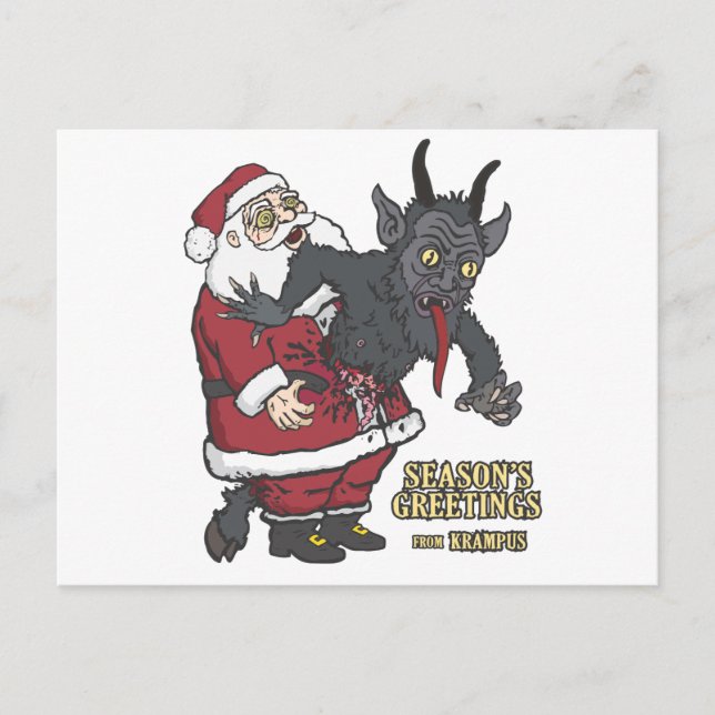 Holiday Greetings från Krampus (och Santa) Helg Vykort (Framsida)