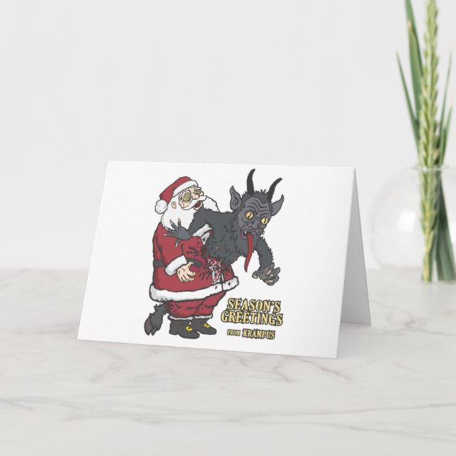 Holiday Greetings från Krampus (och Santa) Helgkort (Framsida)