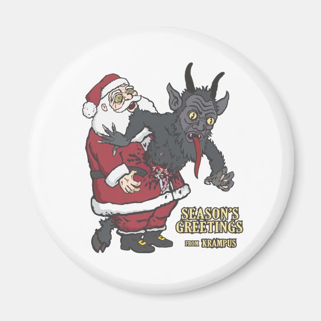 Holiday Greetings från Krampus (och Santa) Magnet (Framsidan)