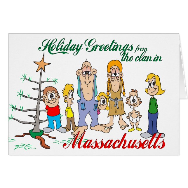 Holiday Greetings från Massachusetts Hälsningskort (Framsidan Horizontal)