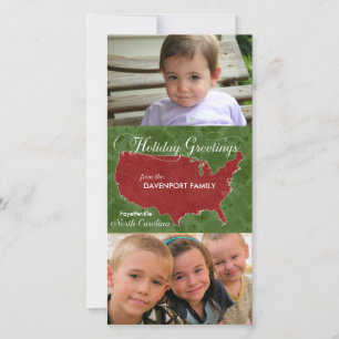 Holiday Greetings från N. Carolina - Photo, Namn Julkort