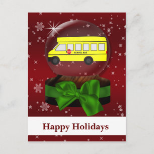 Holiday Greetings i snö i buss Helg Vykort