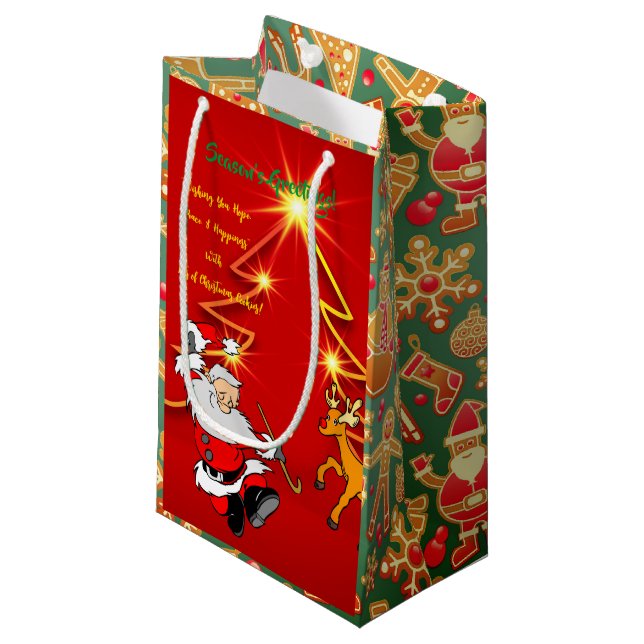 Holiday Greetings - Santa Small Gift Bag (Framsidan Vinklad)