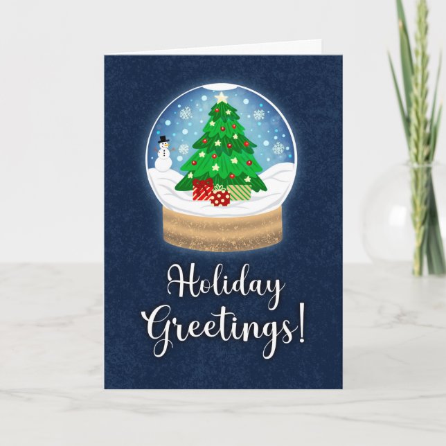 Holiday Greetings Snowglobe Christmas Kort (Framsida)