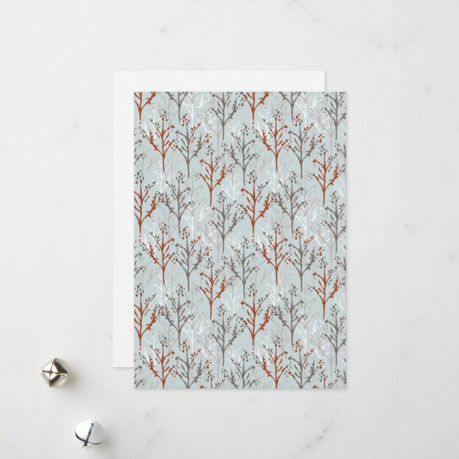 Holiday Greetings Träd Forest Julkort (Fram/Back In Situ)