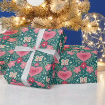 Holiday Hearts & Flowers – Mjuk Röd, Grön & Guld
