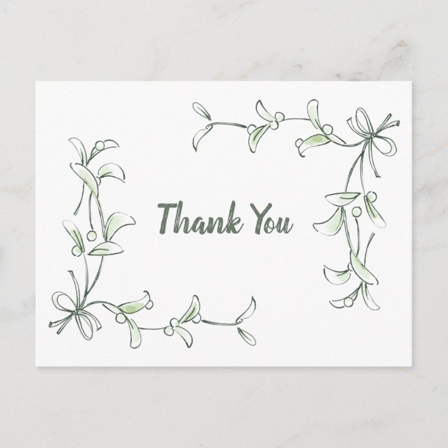Holiday Holly Thank You Cards Vykort (Framsida)