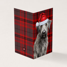 Holiday Irish Wolfhound Dog Red Plaid Christmas Kort
