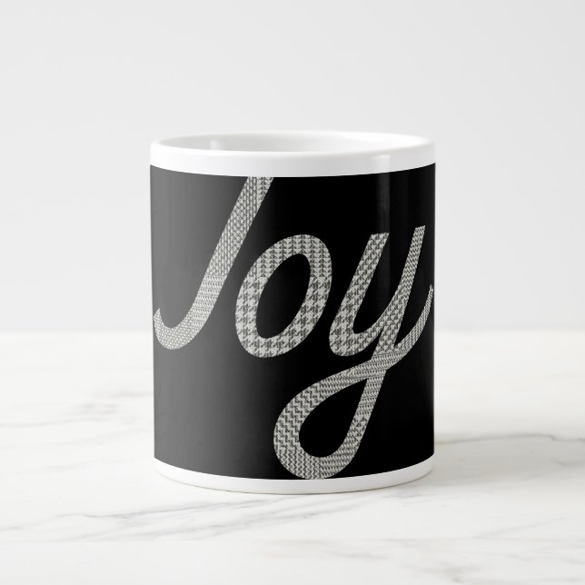 Holiday Joy Houndstooth-mönster på svart Jumbo Mugg (Framsidan)