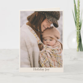 Holiday Joy Simple Warm Family Photo Christmas Kort