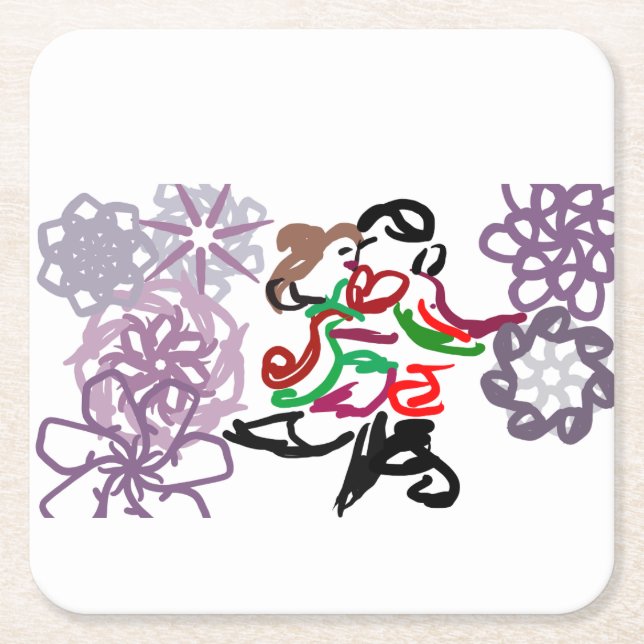 Holiday Kiss  Underlägg Papper Kvadrat (Framsidan)