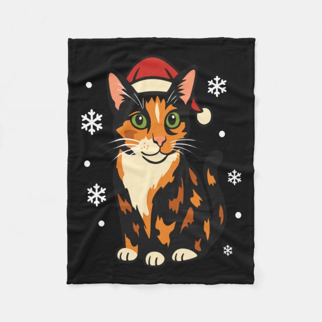 Holiday Kitten Cute Christmas Cat Design Uni Long  Fleecefilt (Framsidan)