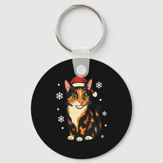 Holiday Kitten Cute Christmas Cat Design Uni Long  Nyckelring (Framsida)