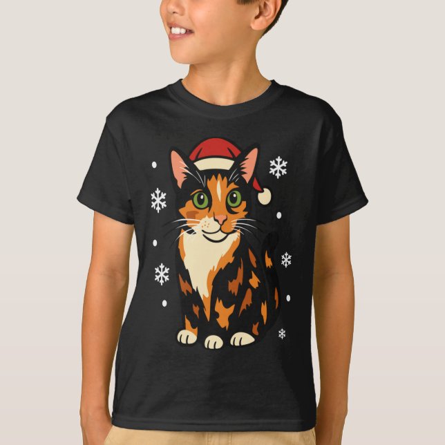 Holiday Kitten Cute Christmas Cat Design Uni Long  T Shirt (Framsida)