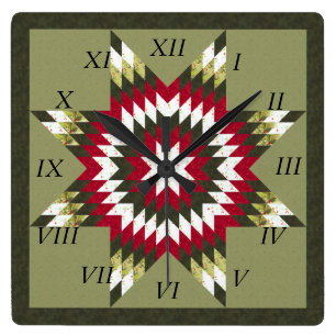 Holiday Lone Star Quilt Design Fyrkantig Klocka