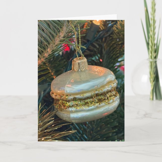 Holiday Macaron Christmas Tree Ornament Card Tack Kort (Framsida)