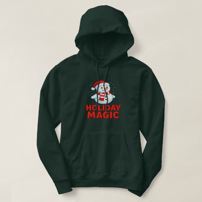 Holiday Magic Snowman Christmas Gift Hoodie Unisex (Design framsida)