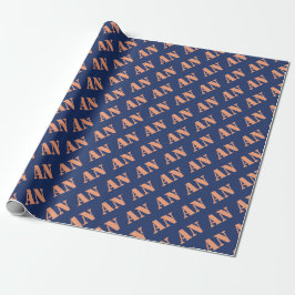 Holiday Navy Orange Spicy Monogram Initial Presentpapper