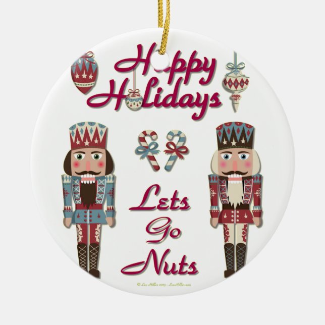 Holiday Nutcracker Låt oss gå nötter Julgransprydnad Keramik (Framsidan)
