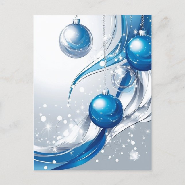 HOLIDAY ORNAMENTS BLUE / WHITE #1 HELG VYKORT (Framsida)