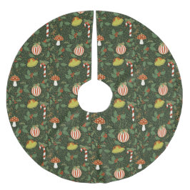 Holiday ornaments Dark Green Tree Skirt Julgransmatta Borstad Polyester