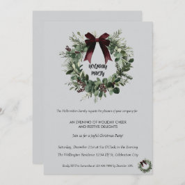 Holiday Party Invitation Elegant Christmas Wreath Inbjudningar