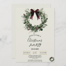 Holiday Party Invitation Elegant Christmas Wreath Inbjudningar