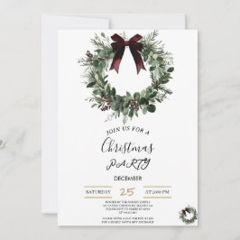 Holiday Party Invitation Elegant Christmas Wreath Inbjudningar