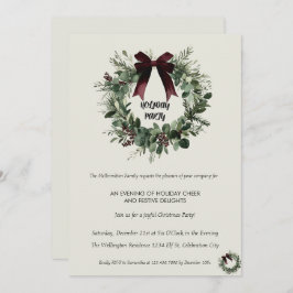 Holiday Party Invitation Elegant Christmas Wreath Inbjudningar