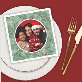 Holiday Pine Branches Photo Napkin Pappersservett