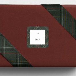Holiday plaid hunter green to and from Christmas Fyrkantigt Klistermärke