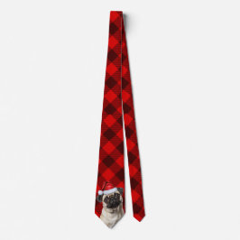 Holiday Pug Hund Röda Buffalo Randig Jul Slips