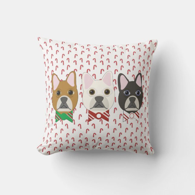 Holiday Pups Candy Cane Kudde (Framsida)
