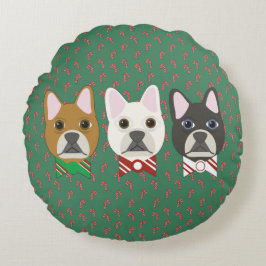 Holiday Pups Candy Cane Rund Kudde