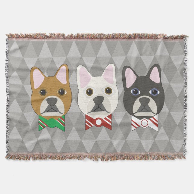 Holiday Pups Grå Diamant Filt (Framsidan)