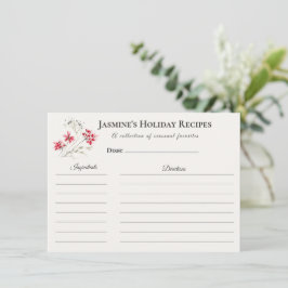 Holiday Recipe Card – Personalized Winter Floral D Meddelande