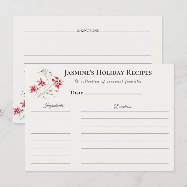 Holiday Recipe Card – Seasonal Kitchen Stationery Meddelande (Fram/baksida)