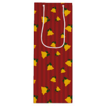 Holiday Red Gold Stripe Bells Christmas