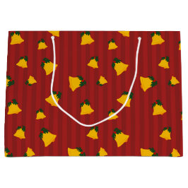 Holiday Red Gold Stripe Bells Christmas