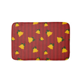 Holiday Red Gold Stripe Bells Christmas Badrumsmatta