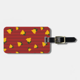 Holiday Red Gold Stripe Bells Christmas Bagagebricka