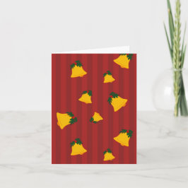 Holiday Red Gold Stripe Bells Christmas Kort