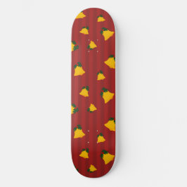 Holiday Red Gold Stripe Bells Christmas Mini Skateboard Bräda 18,5 Cm