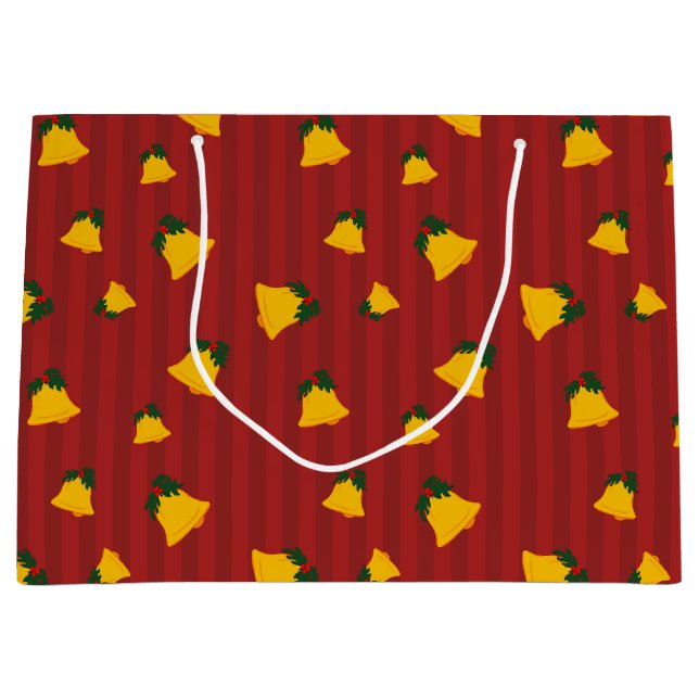 Holiday Red Gold Stripe Bells Jul (Framsidan)